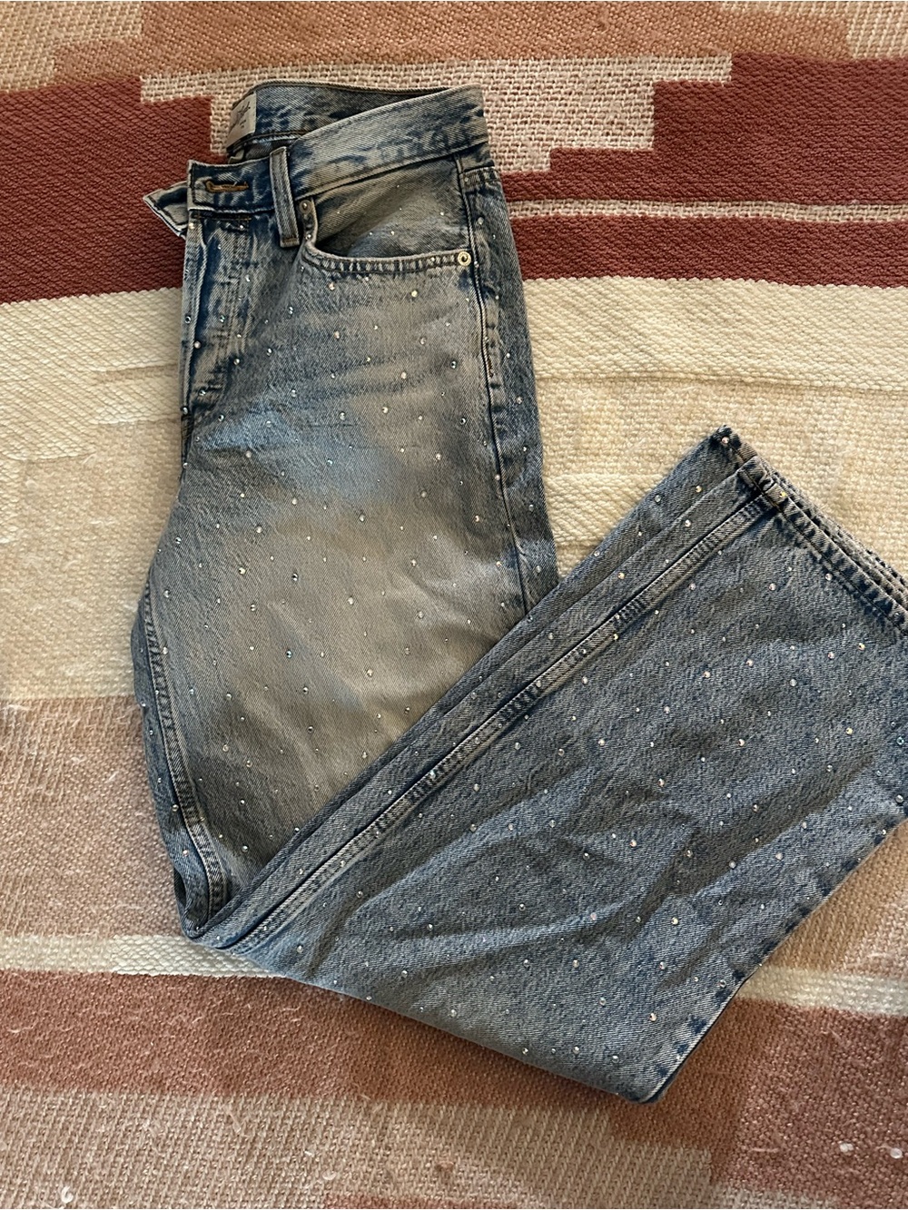 Universal thread wide leg rhinestone jeans